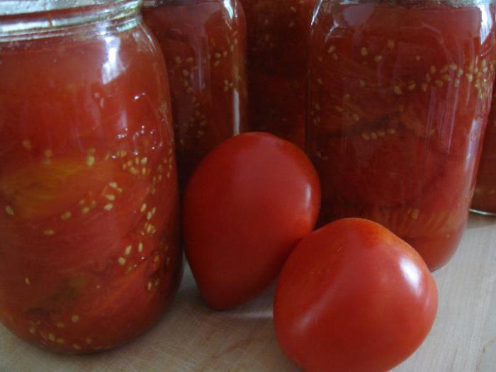 Tomatoes canned with basil for the winter